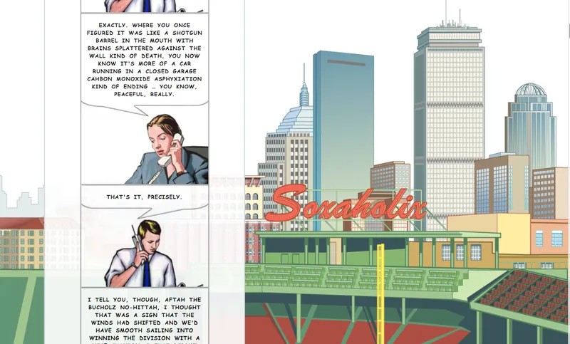 The Soxaholix — a daily comic-blog strip featuring office coworkers debating the Red Sox